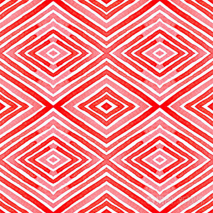 粉红色的红色几何水彩精致无缝图案手拉条纹画笔纹理outstan