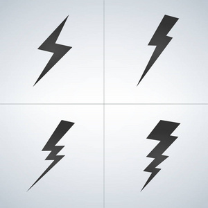 黑色闪电图标设置。 现代背景下孤立的矢量插图