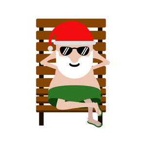 夏日圣诞老人在沙滩椅上