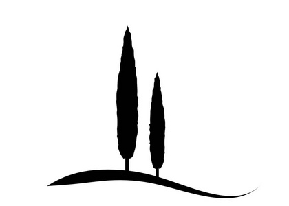 柏树图标。 简单说明柏树矢量图标的网页。 意大利剪影柏树是典型的托斯卡纳景观。 孤立或白底矢量