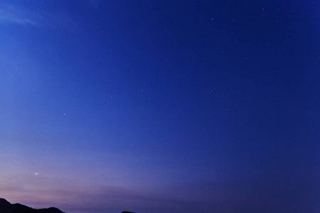 日落后，夜空中有星星