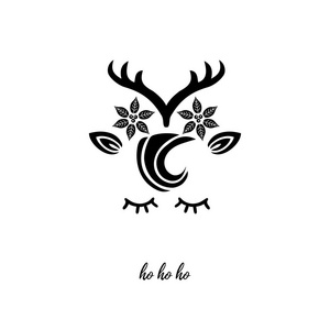 可爱的鹿矢量插图作为标志徽章补丁。 鹿为邀请生日问候聚会快乐圣诞动机。