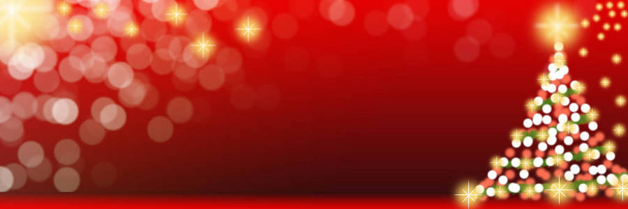 有灯的圣诞树。 红色背景。 圣诞树闪闪发光，闪闪发光。 可用于背景或壁纸。