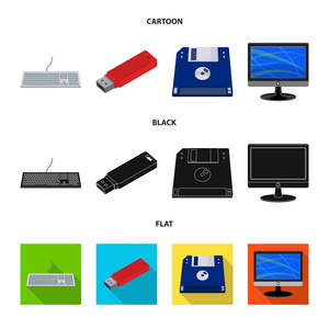 便携式计算机和设备徽标的矢量设计。用于 web 的笔记本电脑和服务器股票符号的收集
