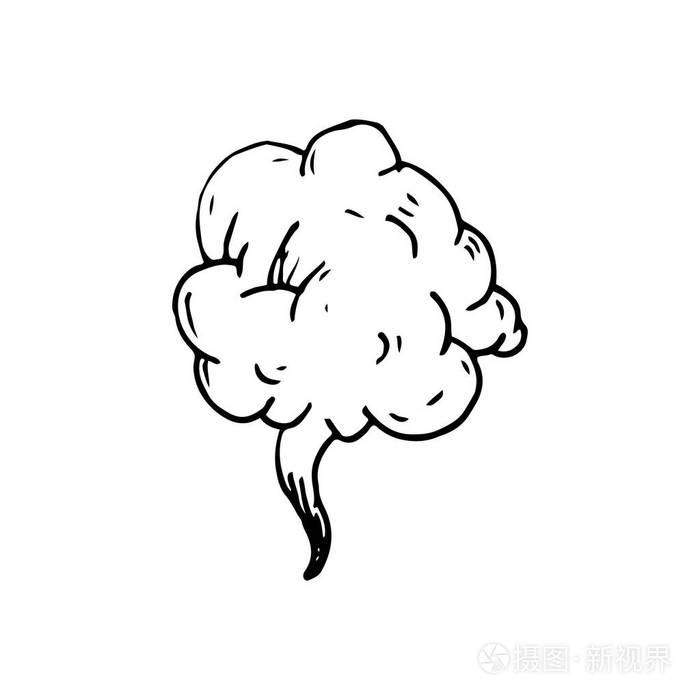 手绘烟云涂鸦图标. 手绘黑色素描. 签名卡通符号. 装饰元素.