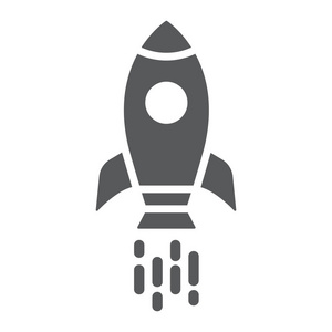 宇宙飞船标志符号, 航天飞机和宇宙, 火箭标志, 矢量图形, 在白色背景上的固体图案