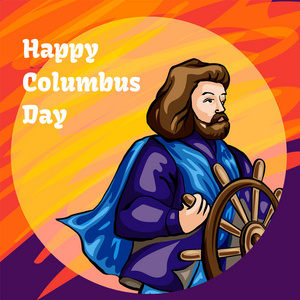 美国哥伦布日概念横幅, 卡通风格照片