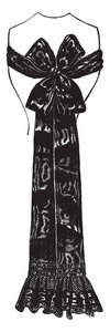 腰部围巾是用来绑在腰部区域复古线绘图或雕刻插图。