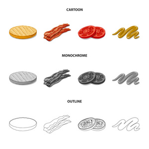 汉堡和三明治图标的矢量设计。汉堡和切片股票矢量图集