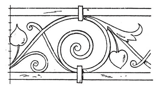 锻铁波状带是一种设计在阳台的树状，它是在米兰复古线绘图或雕刻。