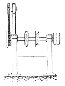 抛光机老式雕刻插图。 工业百科全书1875年