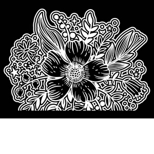 白色花在黑色背景上，用于贺卡包装纸邀请函。