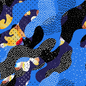 包豪斯,孟菲斯风格的水彩插图.抽象背景,织物,纺织品的艺术设计照片