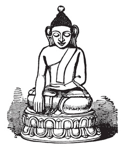 线条佛像素描画图片