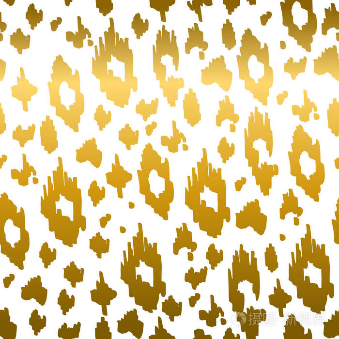 白色背景上孤立的豹纹金色动物无缝图案