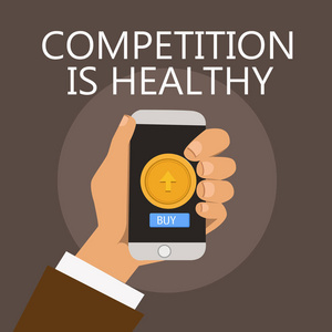 概念性手写显示竞争是健康的。商业照片展示竞争是好的任何风险导致改善