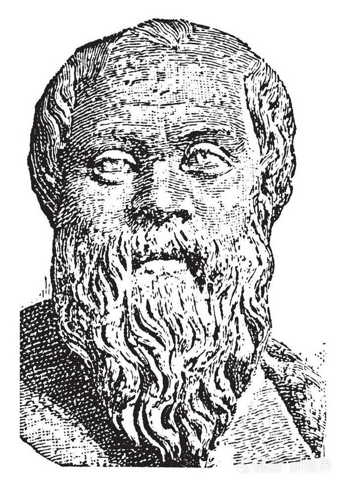 公元前469年至399年的苏格拉底,他是一位古典希腊哲学家,古时的线条画