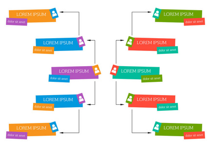 丰富多彩的业务结构理念，企业组织结构图方案与人图标..矢量图