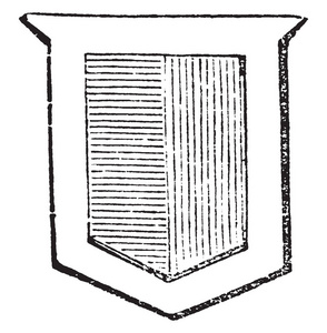 盾牌显示差异是盾牌与区别电荷或阴影，复古线绘图或雕刻插图。