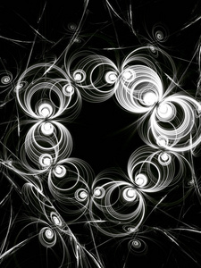 黑白抽象分形背景三维渲染