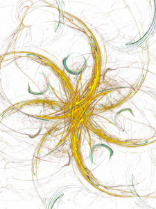 黄色抽象分形背景三维渲染
