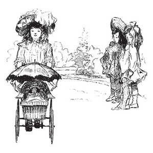 s BeeSting, this scene shows three little girls with their doll