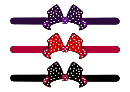 s bows with a tail. Red, purple, black. Printing and cutting. Ca