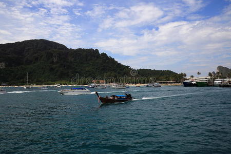 一个船港，泰国，phi phi，tonsai bay