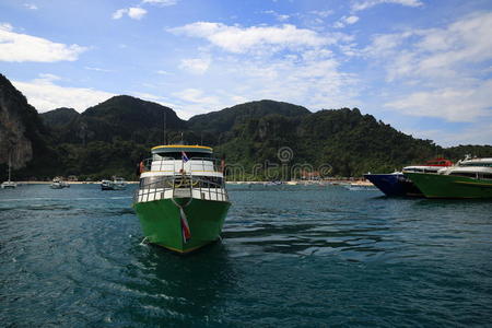 一个船港，泰国，phi phi，tonsai bay