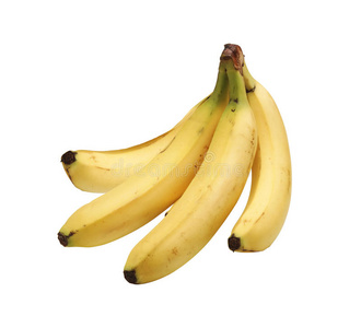 一堆香蕉被隔离在白色的上面