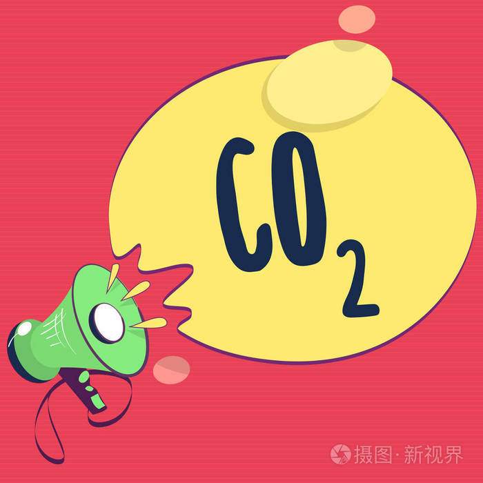 显示co2 的文本符号.概念照片燃温室气体对全球变暖的促进作用
