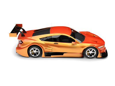 橙色珠光现代超级跑车侧景