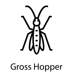 一种昆虫的图标，它有长腿和翅膀，描绘蚱蜢