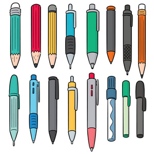 笔和铅笔的矢量集