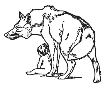 s Brothers, this picture shows a baby sitting on ground and wolf