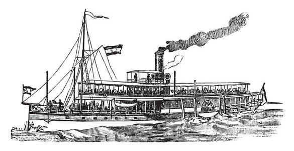 蒸汽船 简笔画图片