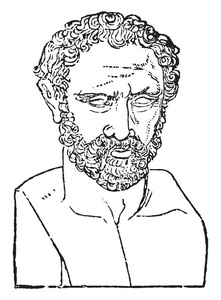 公元前384年322年，他是希腊，古雅典的演说家，古雅典的复古线条画或雕刻插图