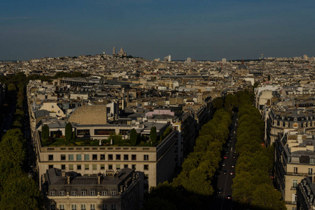 法国巴黎09.10.2018巴黎城市的景色和凯旋门的风景