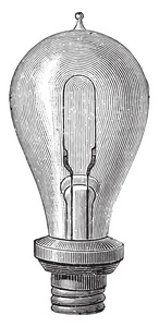 s incandescent lamp, vintage engraved illustration. Industrial e