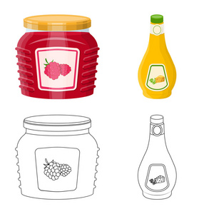 罐头和食物标志的向量例证。库存的 can 和包装矢量图标的集合