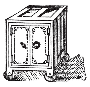 这个插图代表安全的包含金钱，有价值的文件，复古线绘图或雕刻插图。