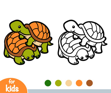 两只乌龟的儿童着色书