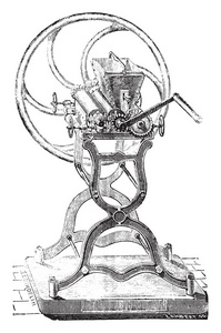 磨床颜色老式雕刻插图。 工业百科全书1875年