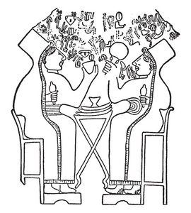 赫梯妇女是一个古老的安纳托利亚人，她说的是印欧语系安纳托利亚分支的赫梯语，古画线或雕刻插图。