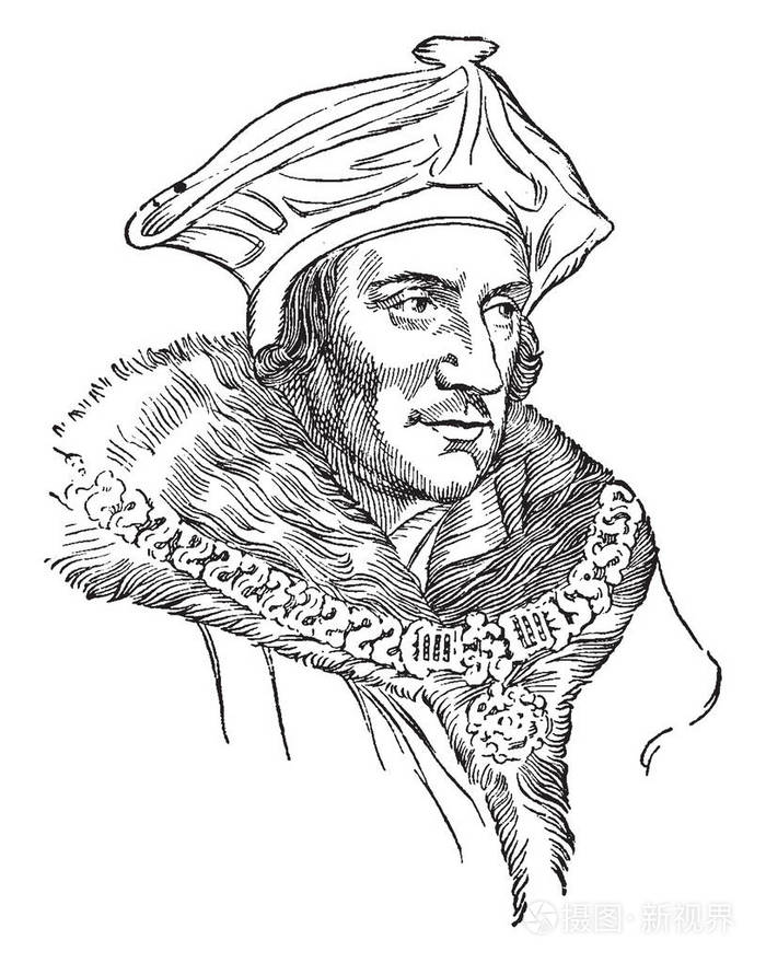 插画 托马斯爵士14781535,他是英国律师,社会哲学家,作家,政治家,文艺