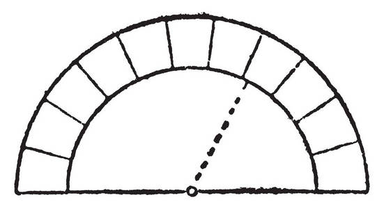 半圆形拱形中心与其弹簧罗马半圆形坚固结构复古线条绘制或雕刻插图相同。