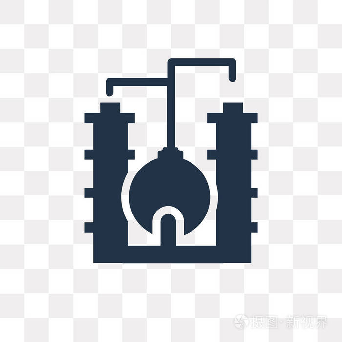 在透明背景下分离的炼油厂矢量图标透明概念可以使用网络和移动