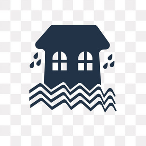 被淹房屋矢量图标隔离在透明背景上被淹房屋透明度概念可以使用网络和移动