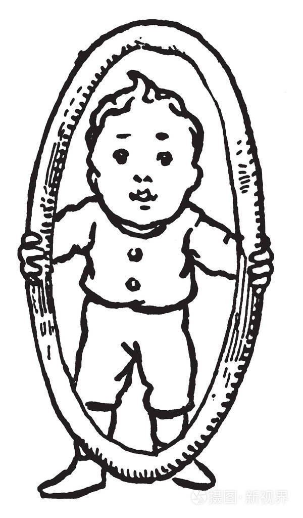 带有婴儿老式线条画或雕刻插图的字母o