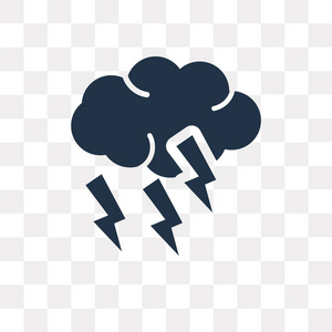 雷云矢量图标隔离在透明背景上,雷云透明概念可以使用网络和移动照片